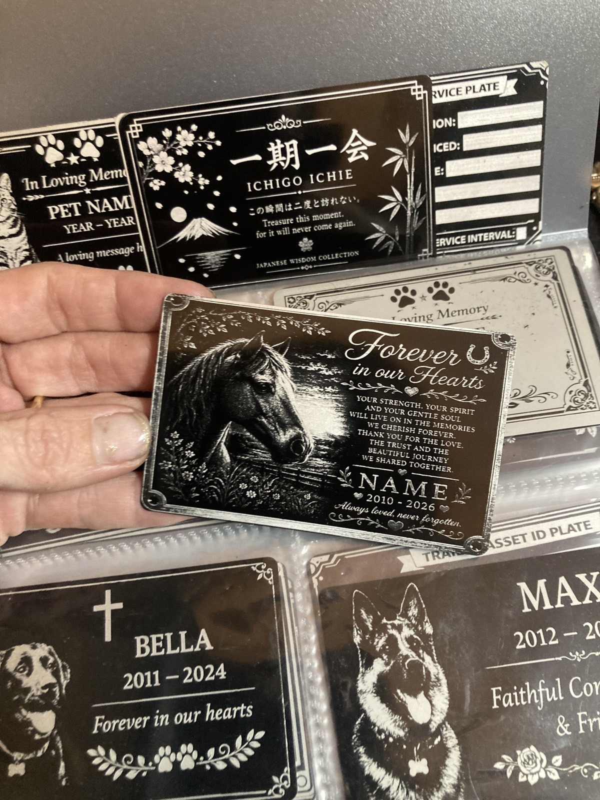 Personalised Pet Memorial Plaque Custom Photo Engraved Aluminium Dog Cat Horse