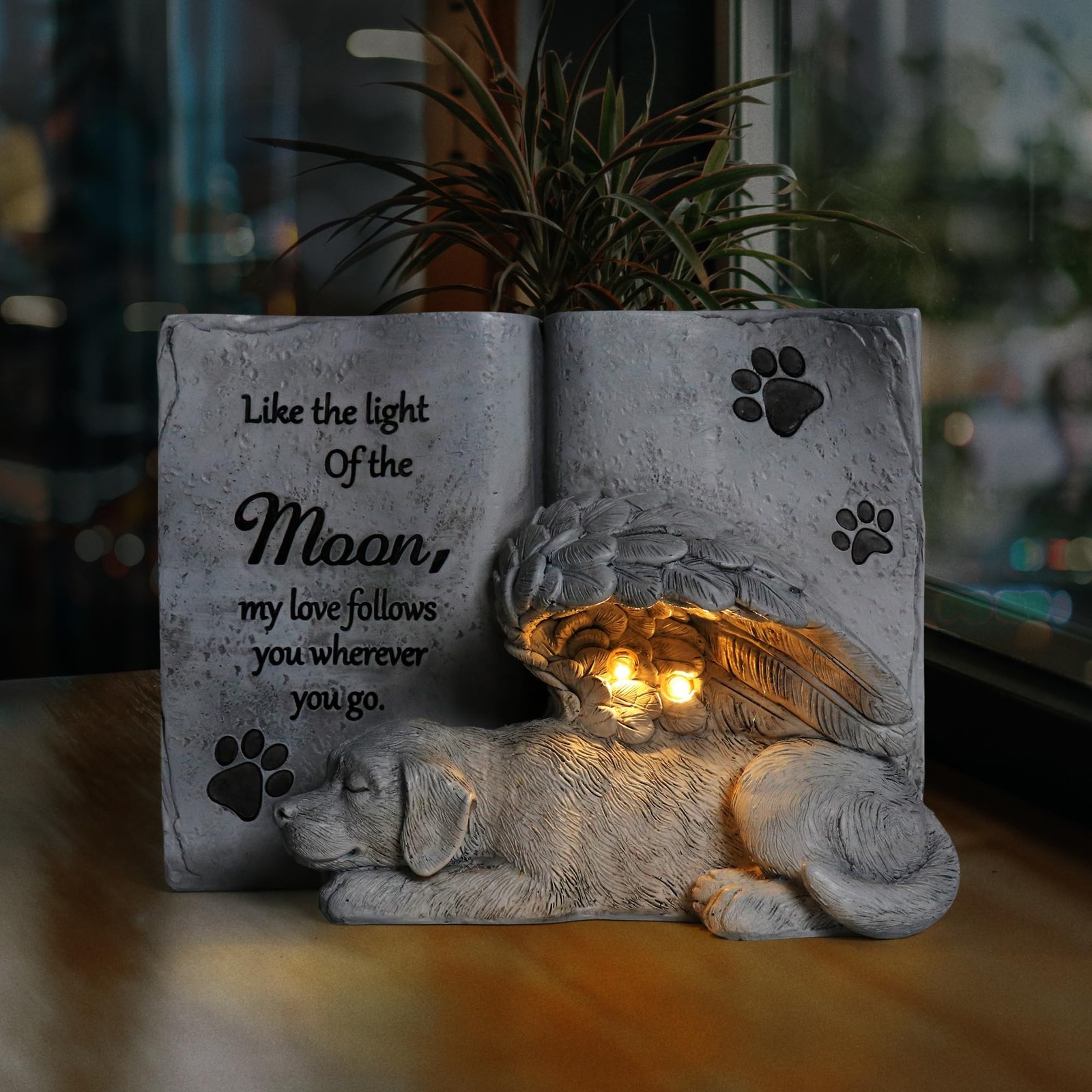 Solar Dog Angel Statue, Pet Dog Memorial Stone, Dog Memorial Gifts Or Garden …
