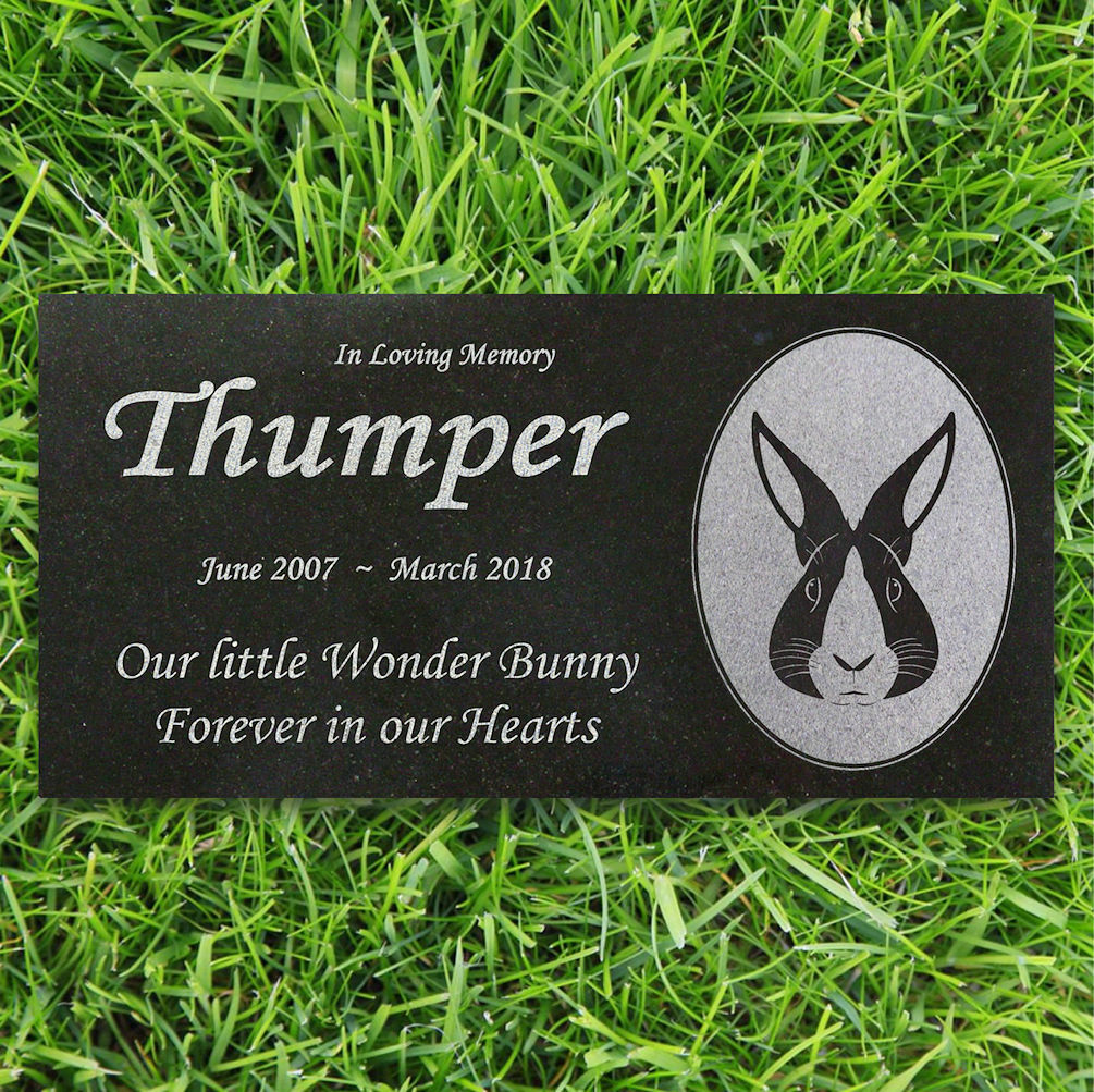 Personalized Pet Rabbit Memorial – Granite Pet Memorial – 6×12 – Thumper