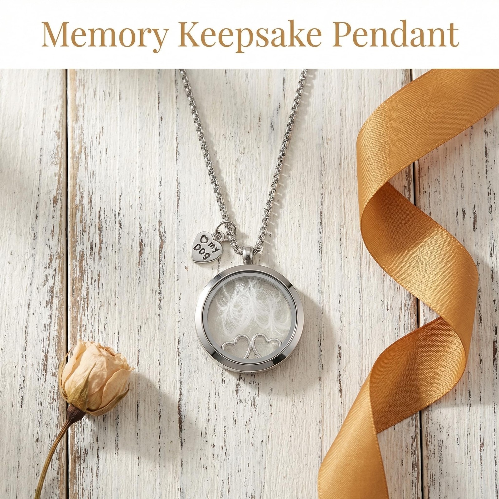 Pet Memorial Necklace,Pet Hair Souvenir Necklace for Dog Memorial Jewelry tha…