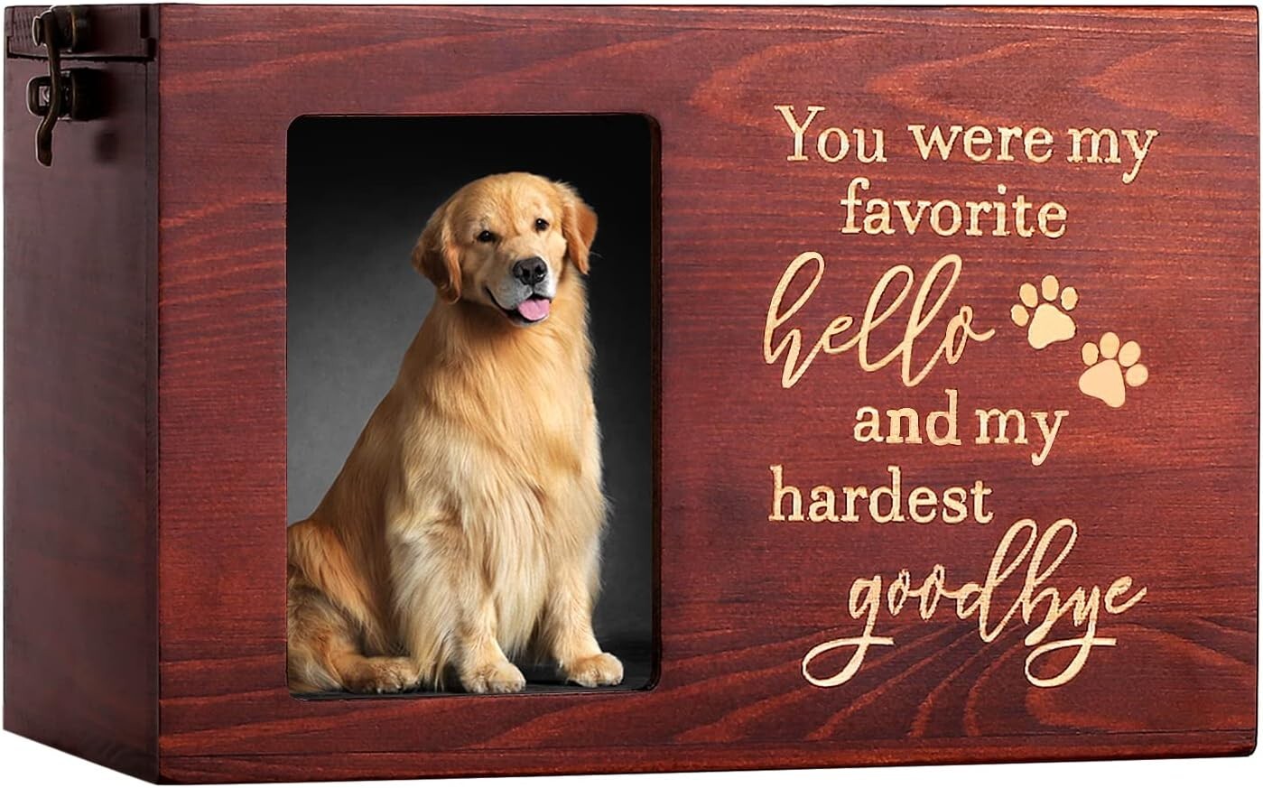 Beautifully Carved Pet Ashes Urn with Drawer – Comforting Memory Box for Pets