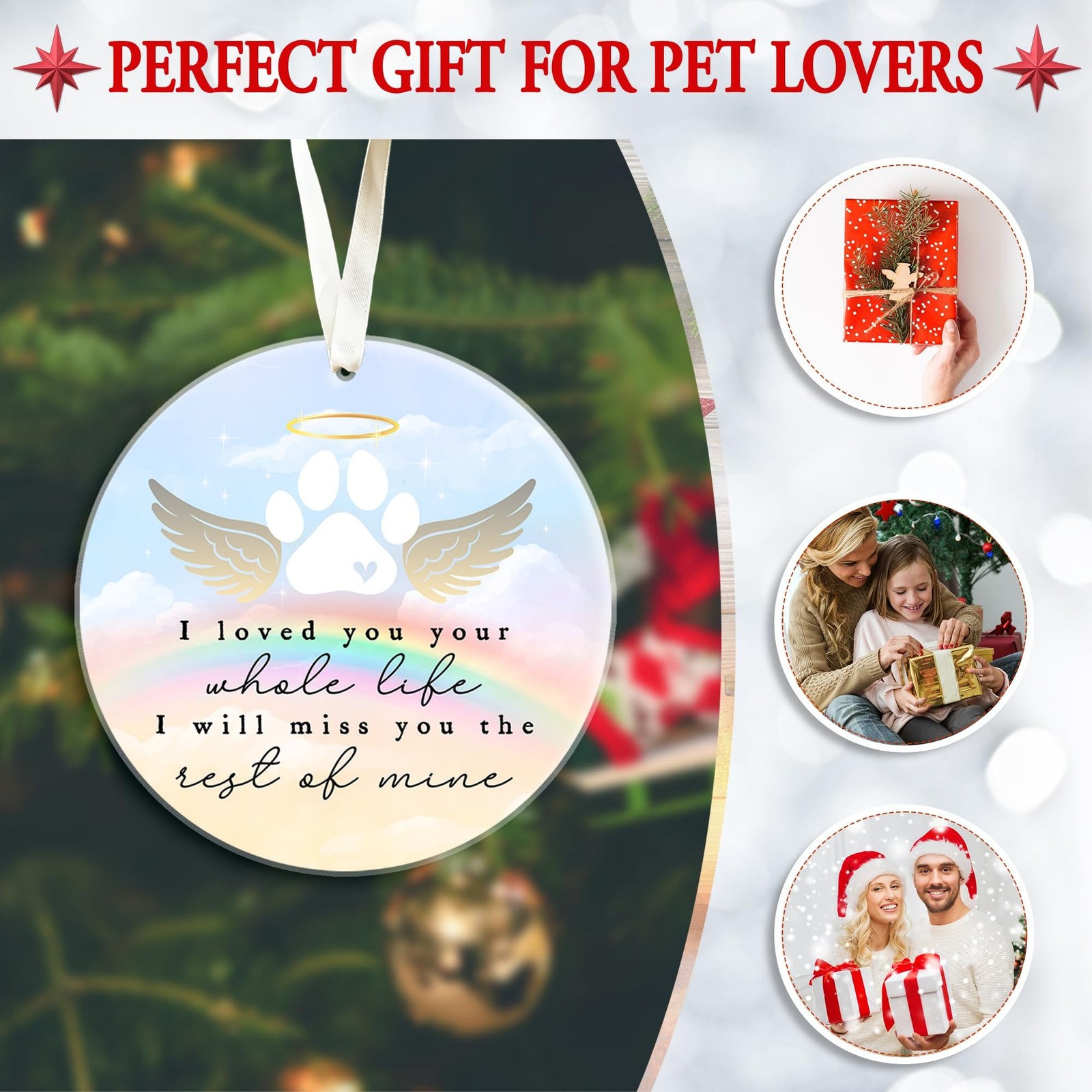 Rainbow Bridge Acrylic Keepsake – 3.5″ Round Pet Memorial Gift – in