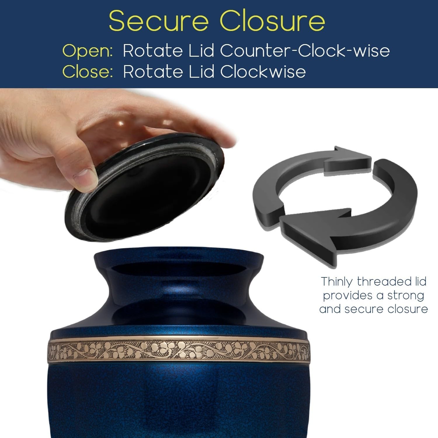Blue Funeral Cremation Urn for Human Ashes – Hand Made in Brass – Suitable fo…