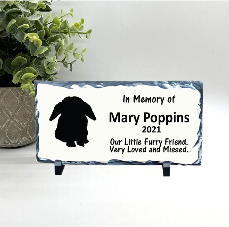 Lop Ear Rabbit Memorial – Personalized Pet Memorial Stone- Bunny sympathy Gift