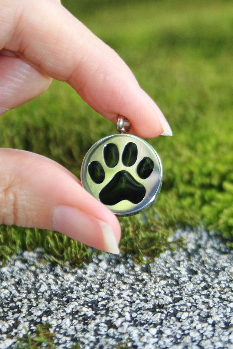 Paw Print Cremation Necklace Jewelry Pendant Urn for Ashes Pet Dog Cat Memorial