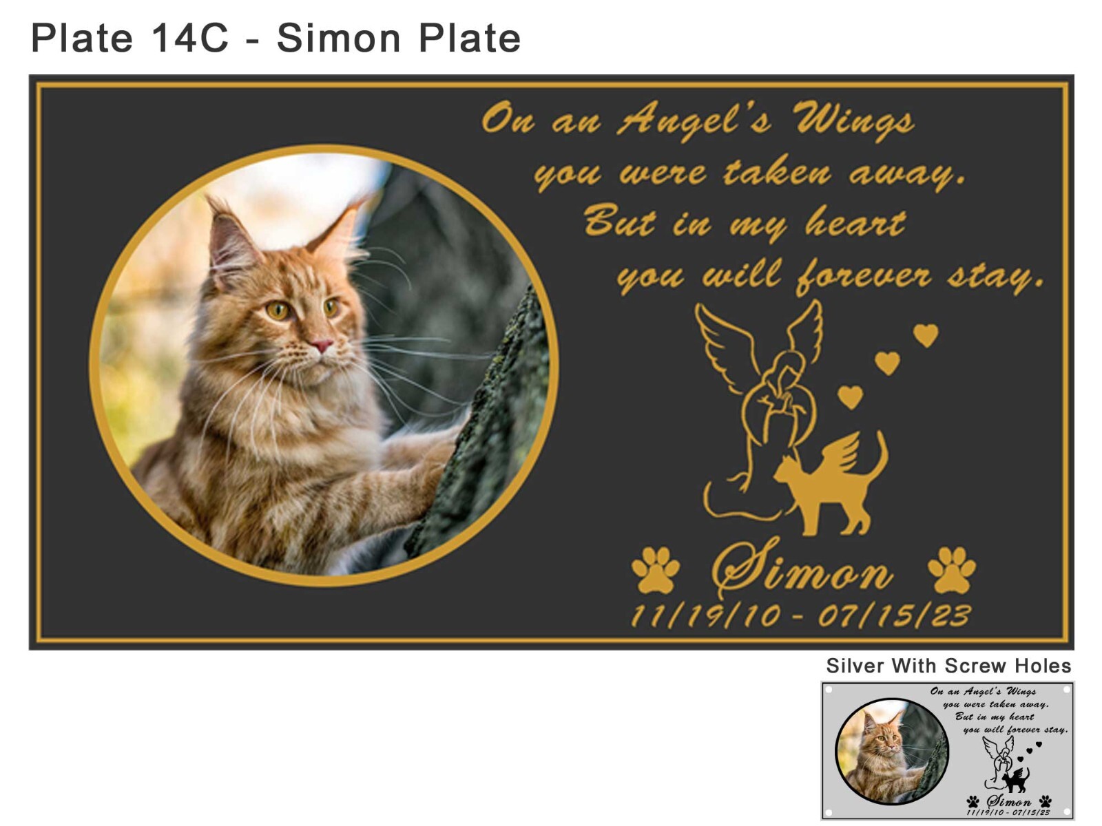 Custom Engraved Photo Frame Name Plate, Pet Loss Memorial Plaque, Dog, Cat, Any