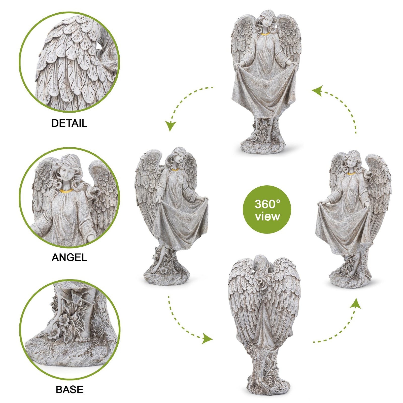 basen Angel Garden Statue Outdoor, Memorial Angel Figurine for Grave Yard Law…