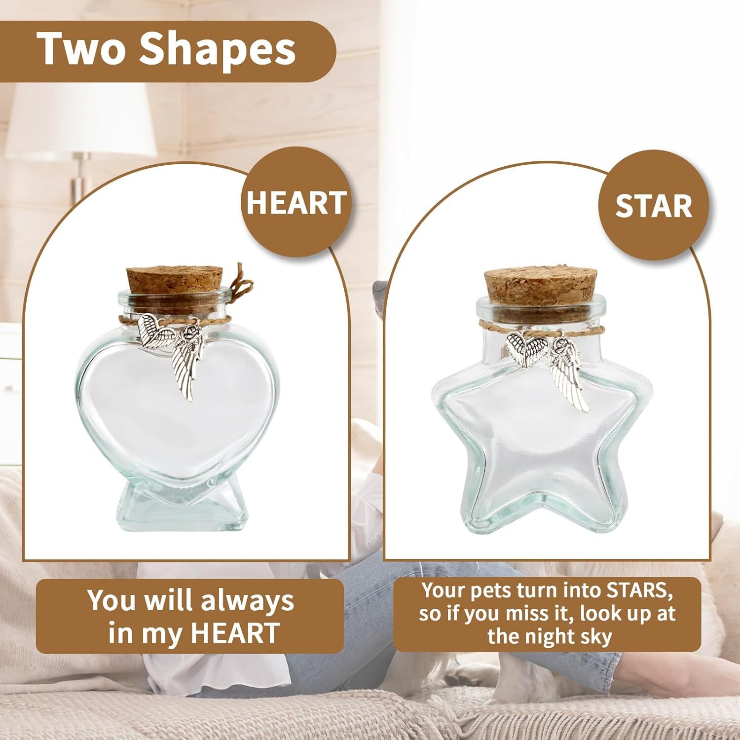 Memorial Bottle Glass Keepsake for Pet Hair Dogs Cats Fur Memorial Urn