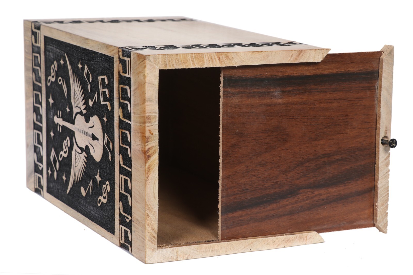 Guitar Print Human Ashes Adult Male Female, Wooden Urns Box Mango Wood Urns