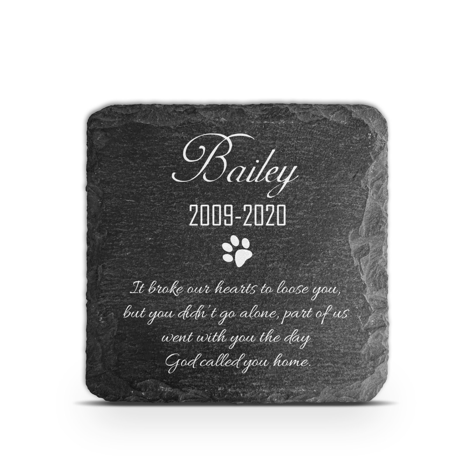 Personalised Pet Memorial Grave marker Keepsake Natural Slate Tombstone 10×10 Cm