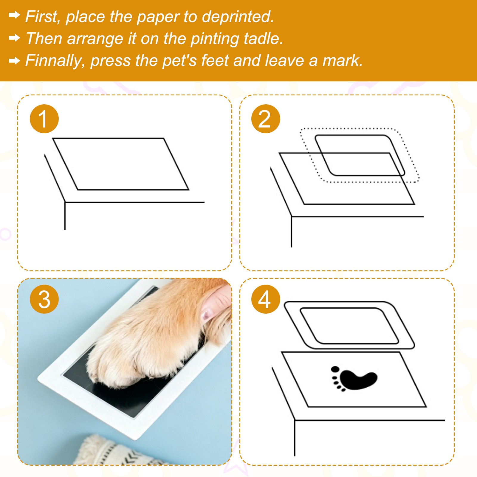 Pet Paw Print Kit 5.7″X4.1″ Paw Print Impression Yellow 2 Set