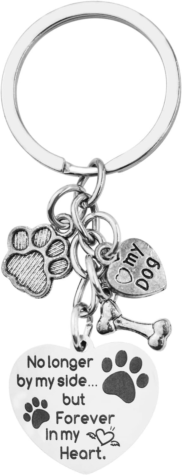 Dog Memorial Keychain Pet Memorial Gifts No Longer by My Side Forever