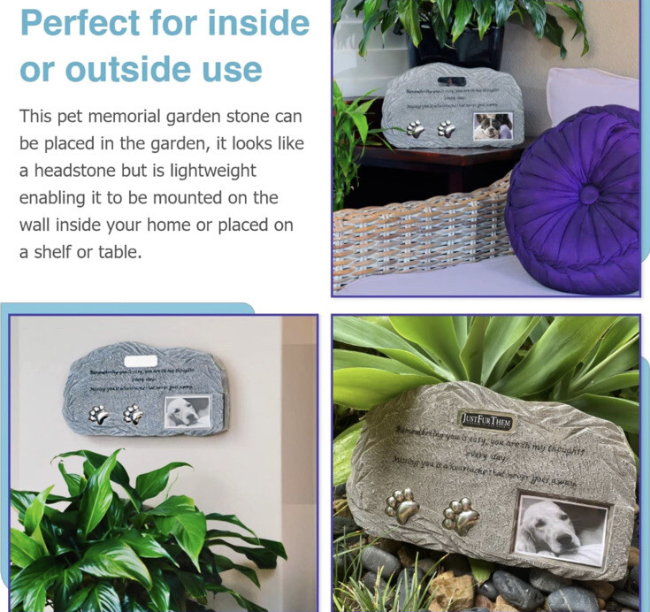 NEW- Just Fur Them Pet Memorial Urns for Dog/ Cat Ashes with Photo/Picture Frame