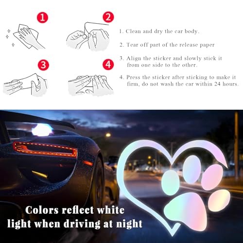 Pet Dog Paw Print Car Decal, 4.6″×3.7″ Love Heart Dog Paw Car Sticker, Colorful