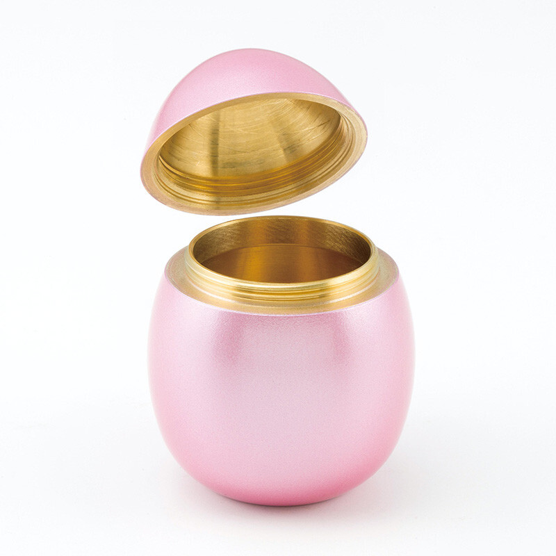 Popo Color:Pink Small Keepsake Urn for Human Ashes Brass with Mini Pouch