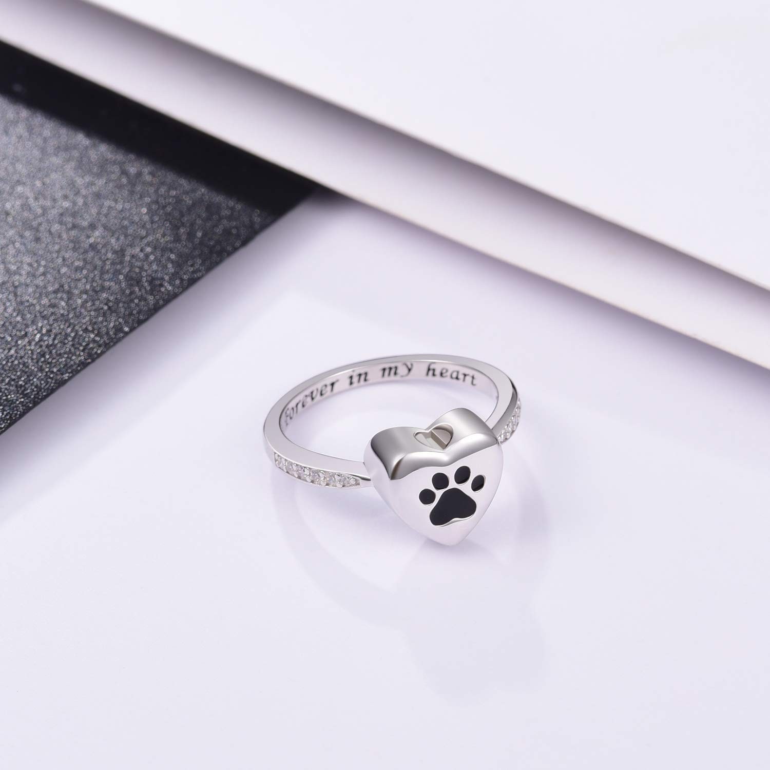 925 Sterling Silver Love Heart Urn Ring for pet Dog Cat’s Ashes Keepsake Memoria