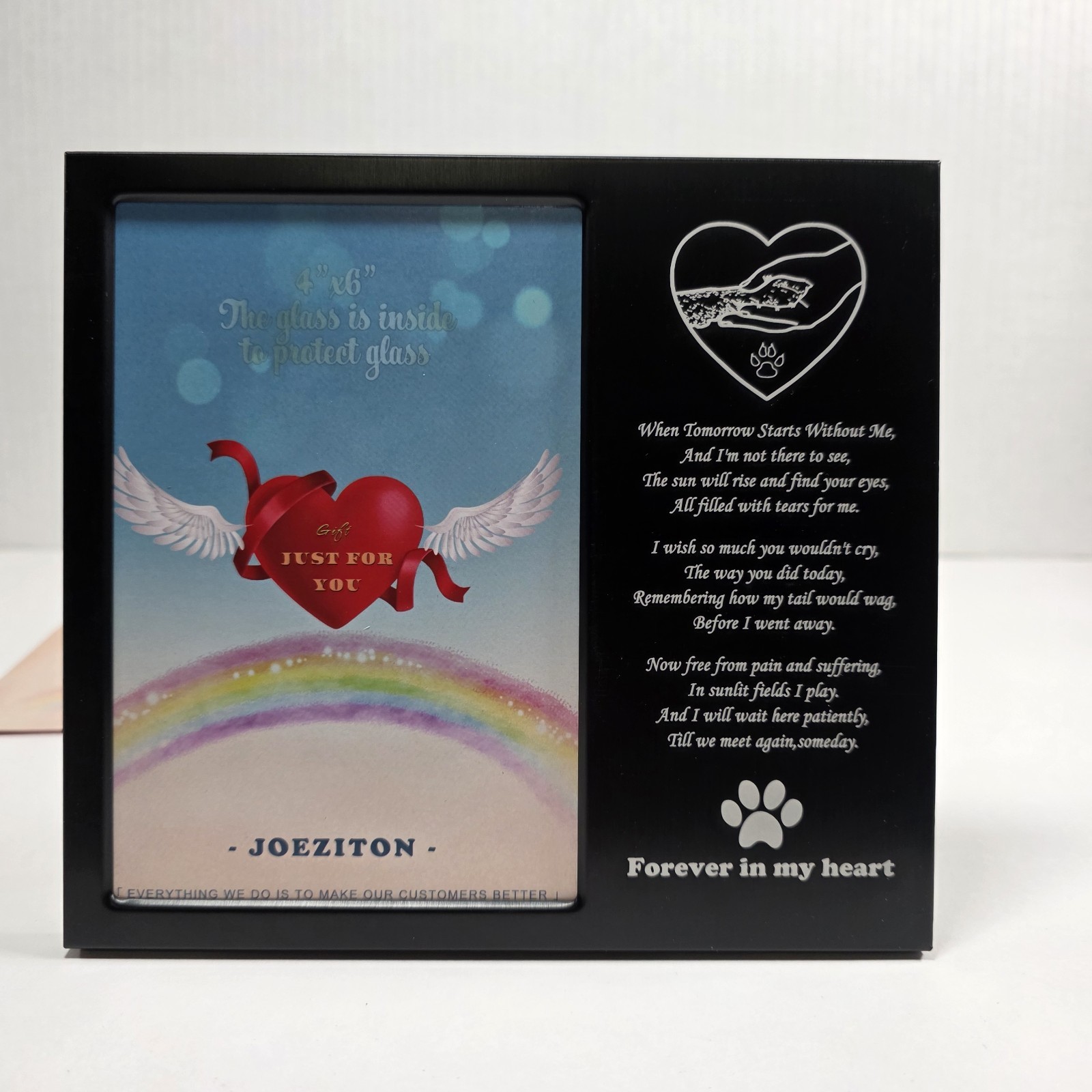Joeziton Pet Memorial Picture Frame 4×6 Aluminum Rainbow Bridge Poem Dog Cat…