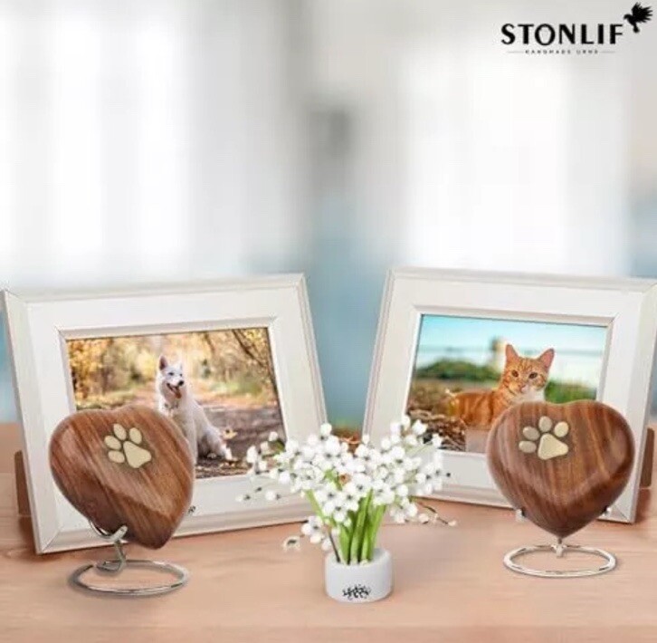 Classic Heart Rose Wood Any Pet Memorial Urn Dog Cat Urns for Ashes Cremation SM