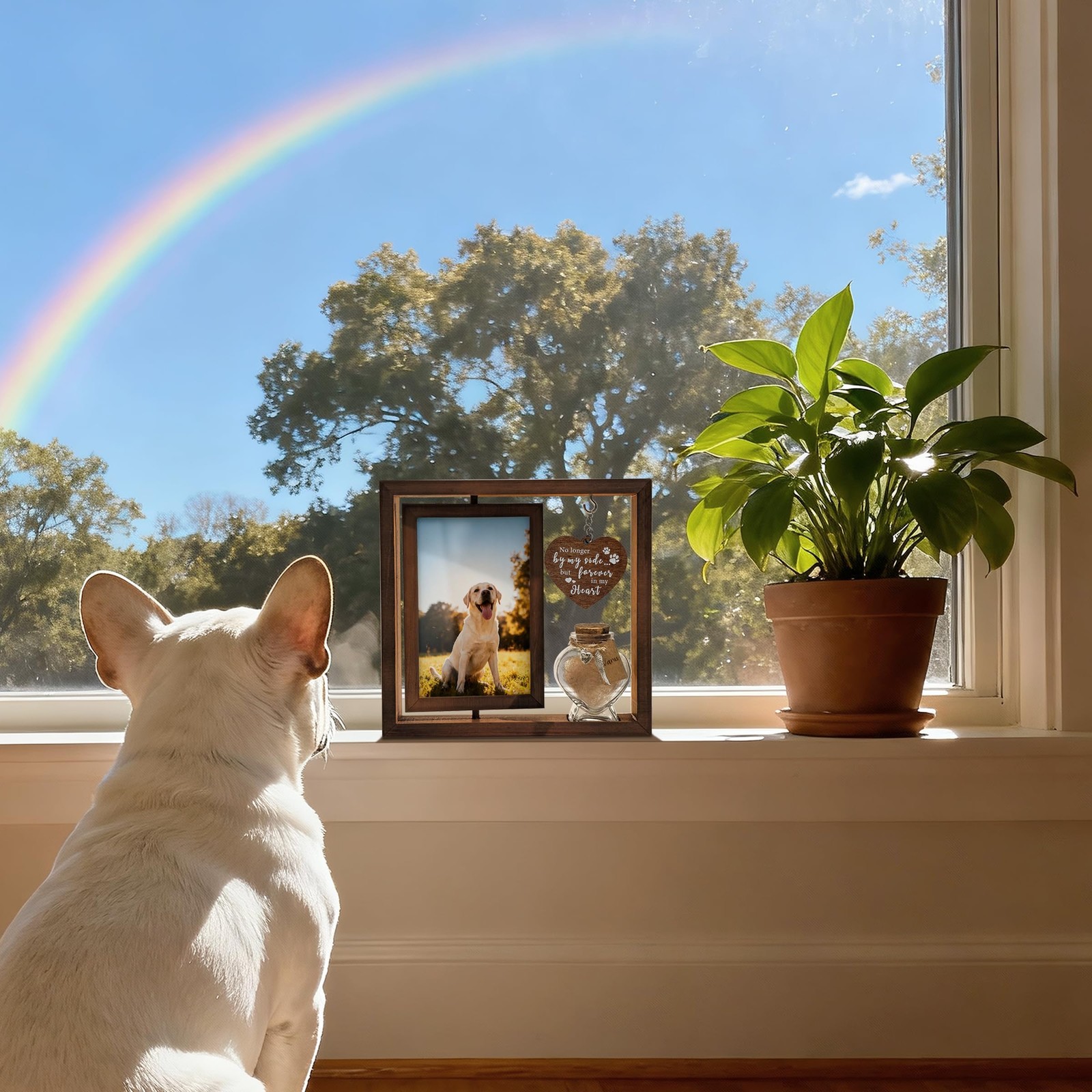 Hamuiers Dog Memorial Gifts For Loss Of Pet – Frame For 4X6 Fur Hair Jar