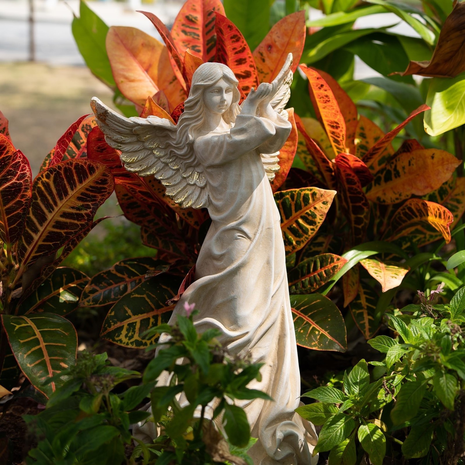 Angel Garden Statue, 16.1 inch Decorative Figurine, White Indoor Outdoor Deco…