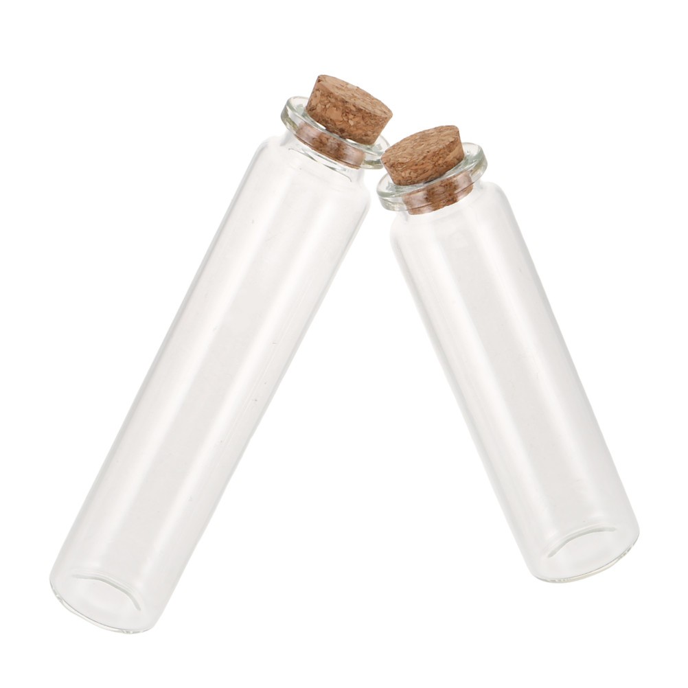 2Pcs Small Glass Vials with Wood Lid for Pet Hair Preservation and Memorial