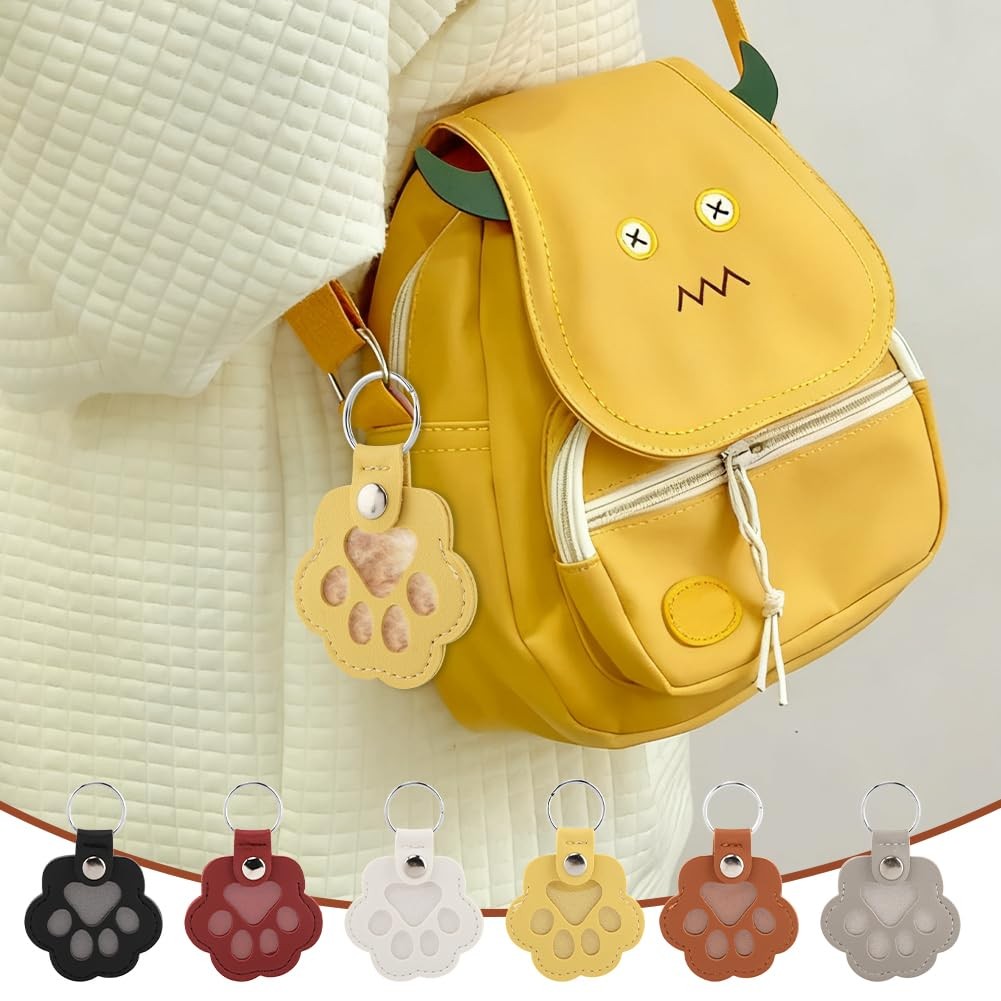 Pet Fur Keepsake Keychain Set, 6 Pack Paw Shaped Cat and Dog Hair Holder Keyc…