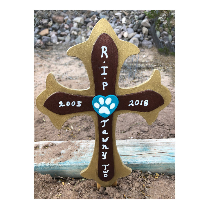 Custom Pet Memorial Grave Marker *LeFleur Wood Cross* Personalized Handmade USA