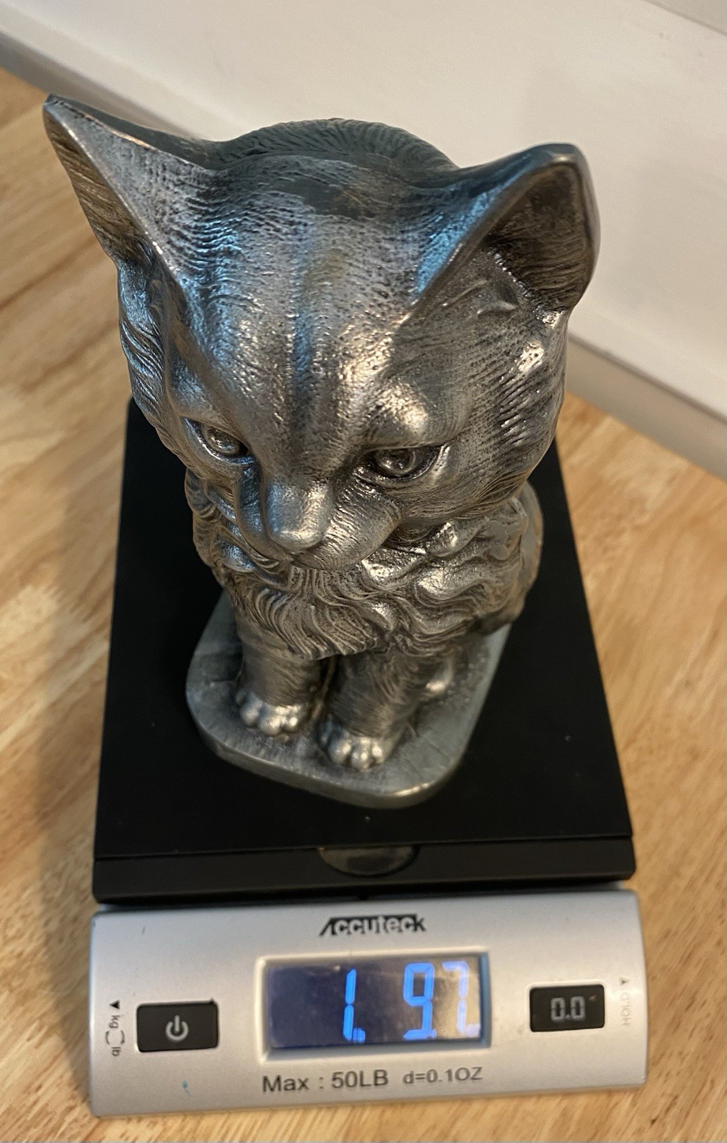 Cat Kitty Urn for Cremation Ashes Statue Memorial Cast Pewter Figurine USA Made