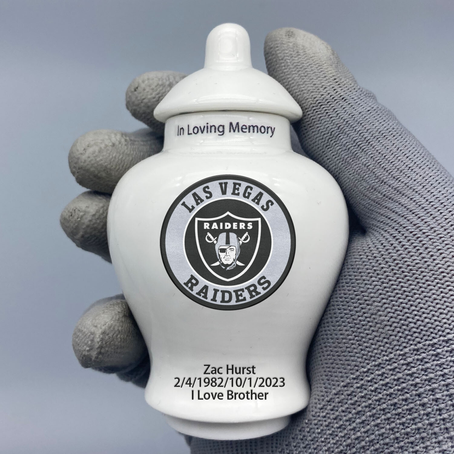 Ceramic Football Urn – Las Vegas Raiders Theme, Custom Text