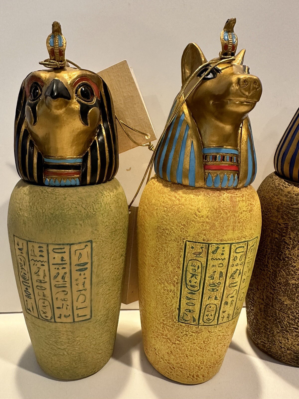 Veronese Egyptian ~ Set of 4 7″ Resin Caponic Jars w/Hang Tags ~ MINT ~ HTF