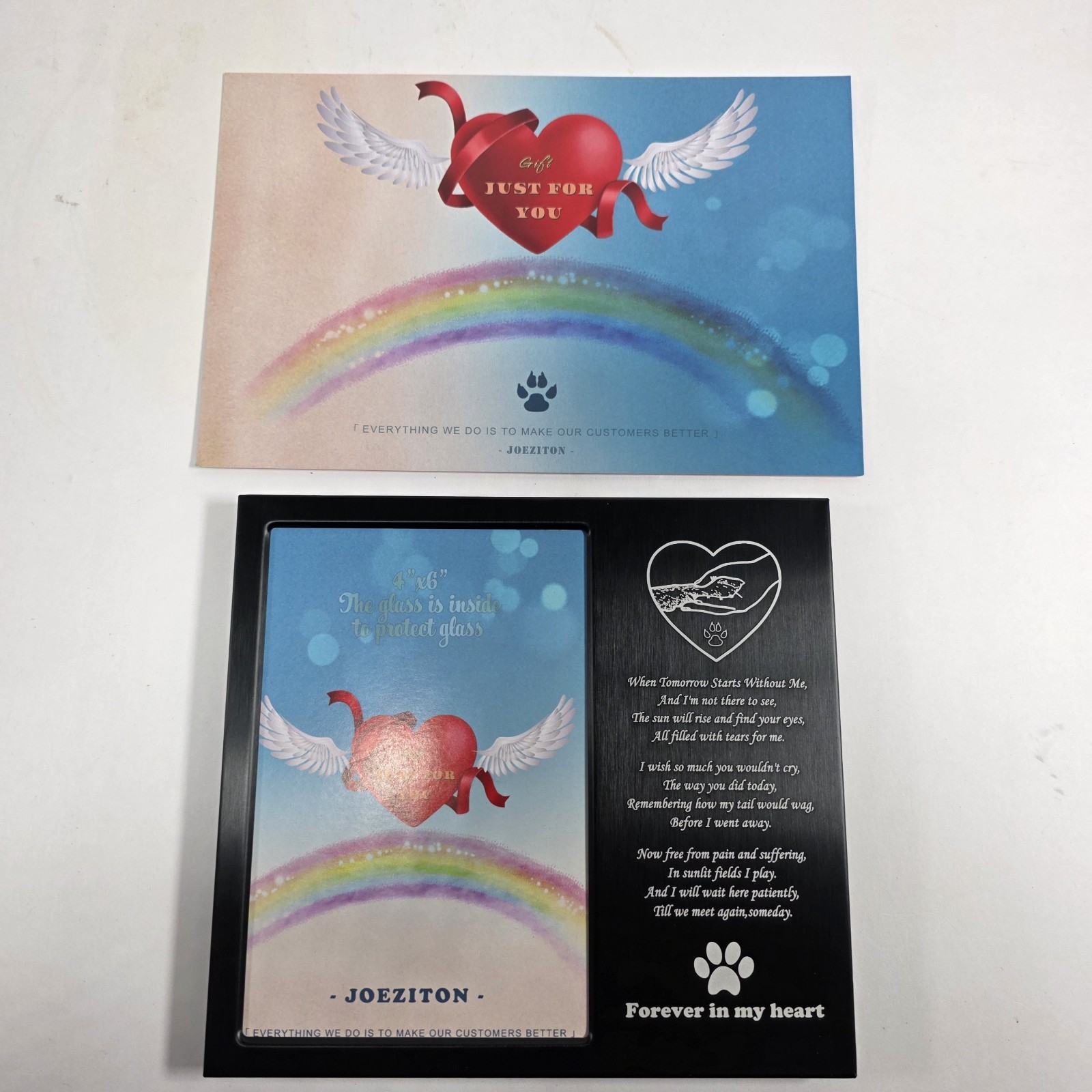 Joeziton Pet Memorial Picture Frame 4×6 Aluminum Rainbow Bridge Poem Dog Cat…