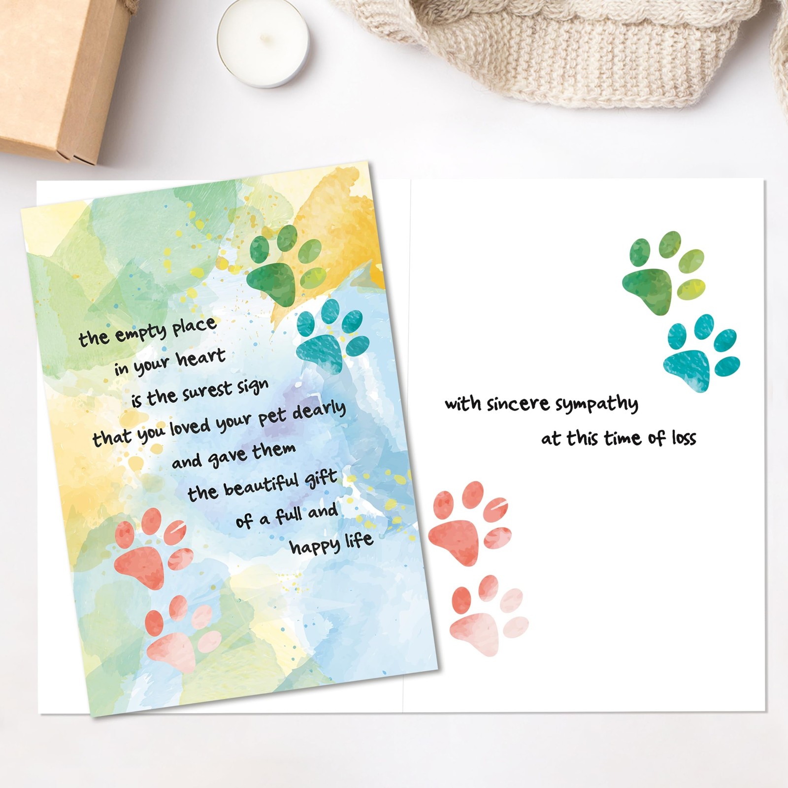 IDU Pet Sympathy Card for Dog Cat,Loss of Dog Cat Sympathy Gift,Pets Memorial…