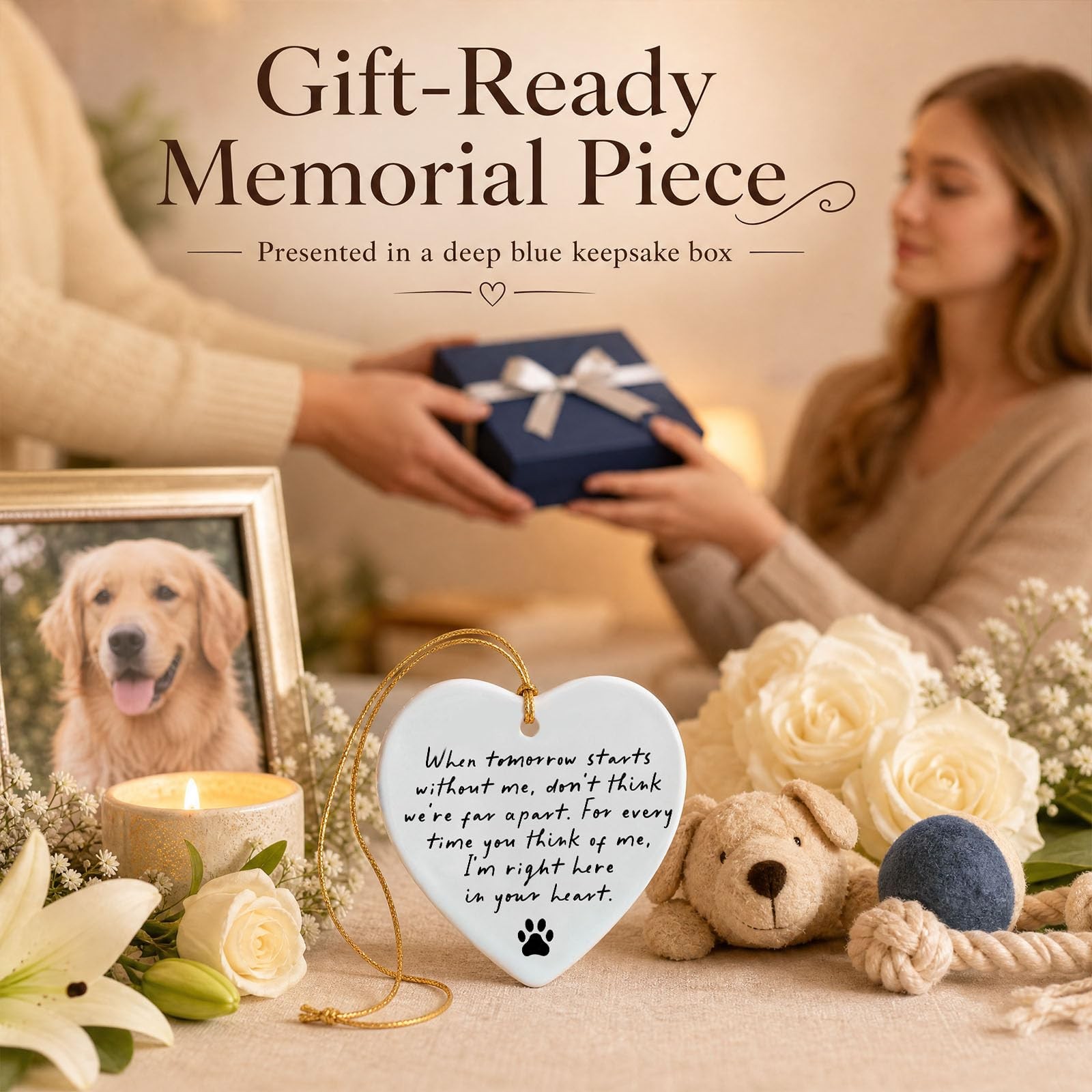 OFlyDesigns Pet Memorial Ceramic Heart Keepsake,When Tomorrow Without Me
