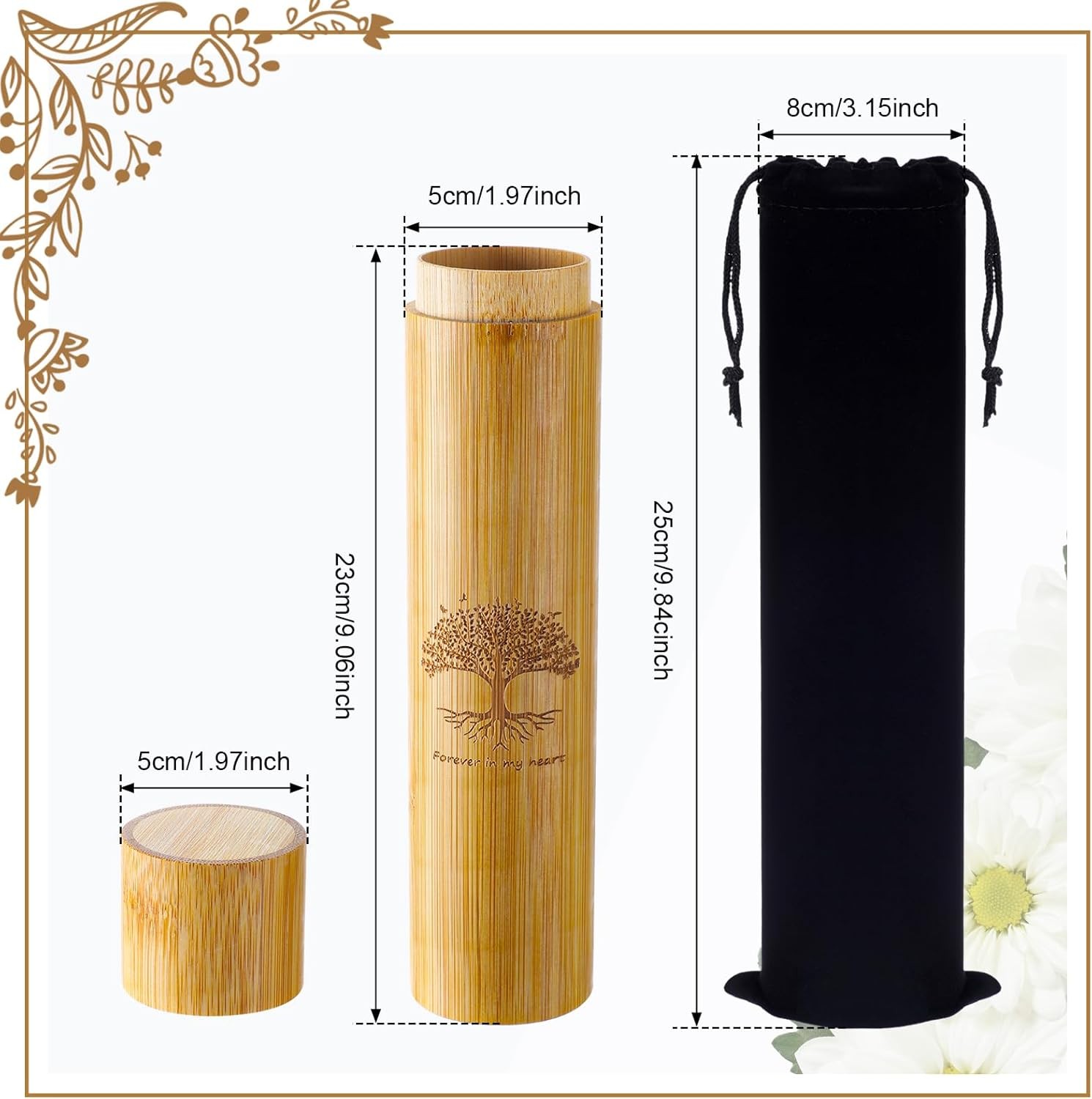 Thyle 4 Set Bamboo Scattering Urns for Ashes 9” x 2” Biodegradable Scattering
