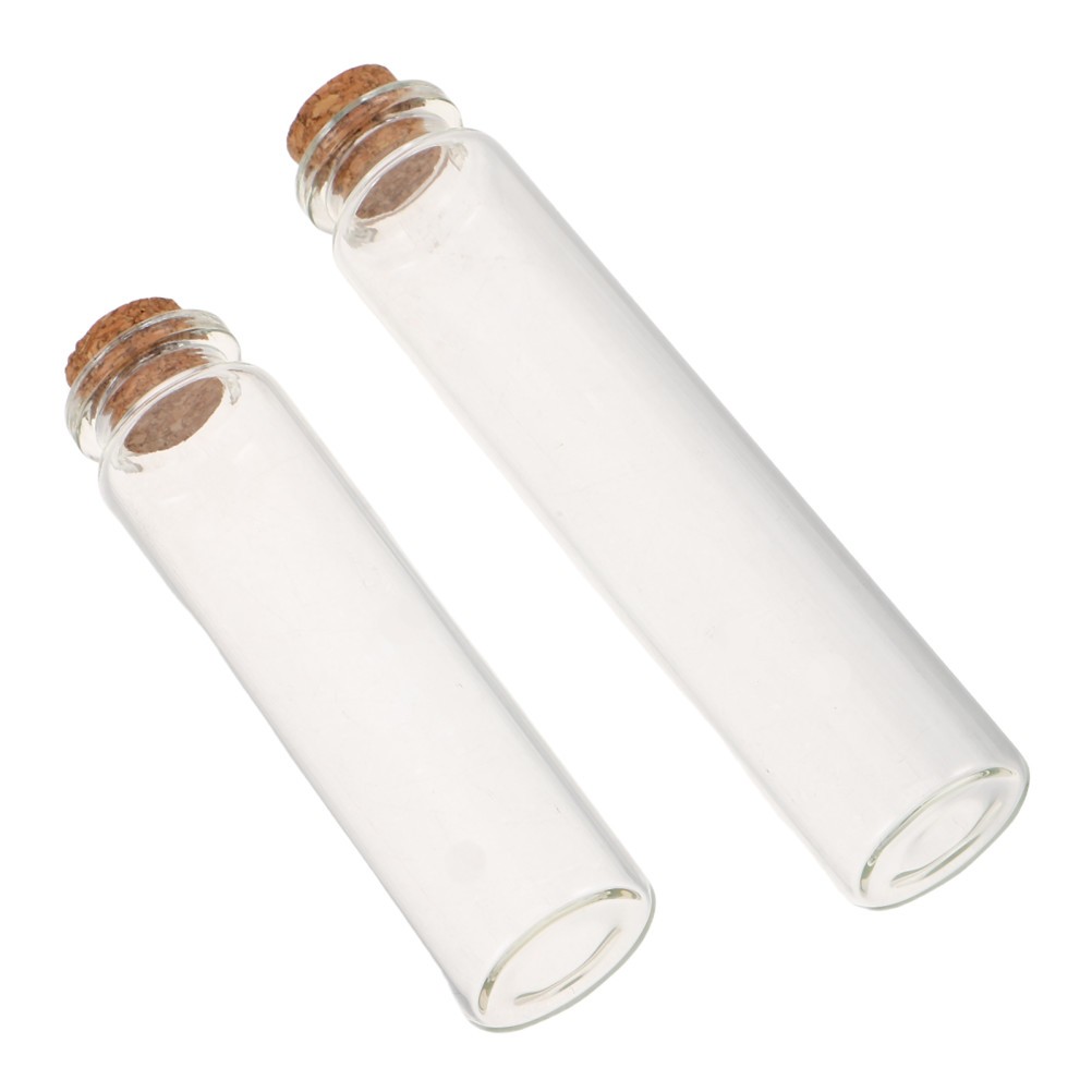 2Pcs Transparent Glass Bottles with Wood for Pet Hair Storage and Memorial