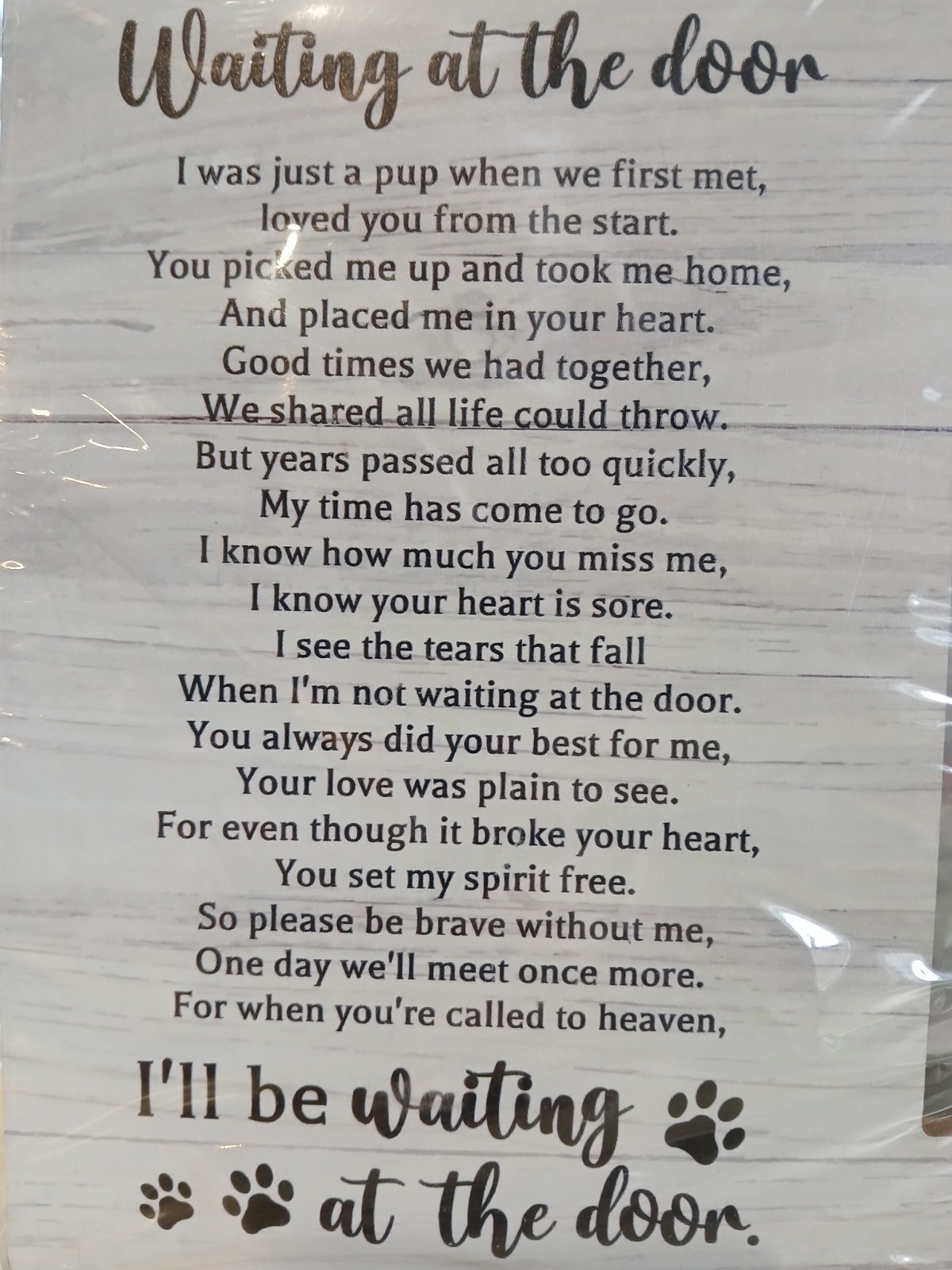 Wooden Memorial Pet Frame & Poem, NIB