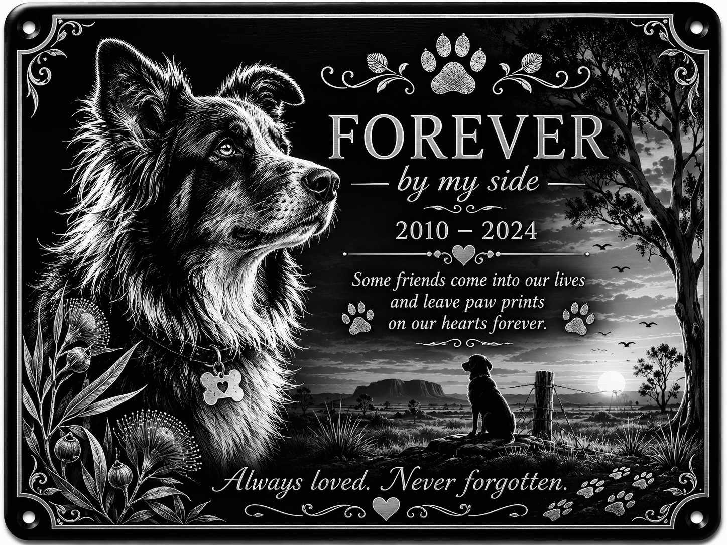 Personalised Pet Memorial Plaque Custom Photo Engraved Aluminium Dog Cat Horse