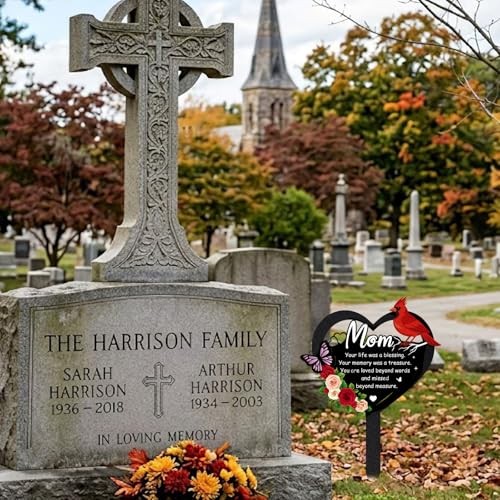 Grave Decorations for Cemetery – Memorial Metal Graves Stakes Outdoors Mom