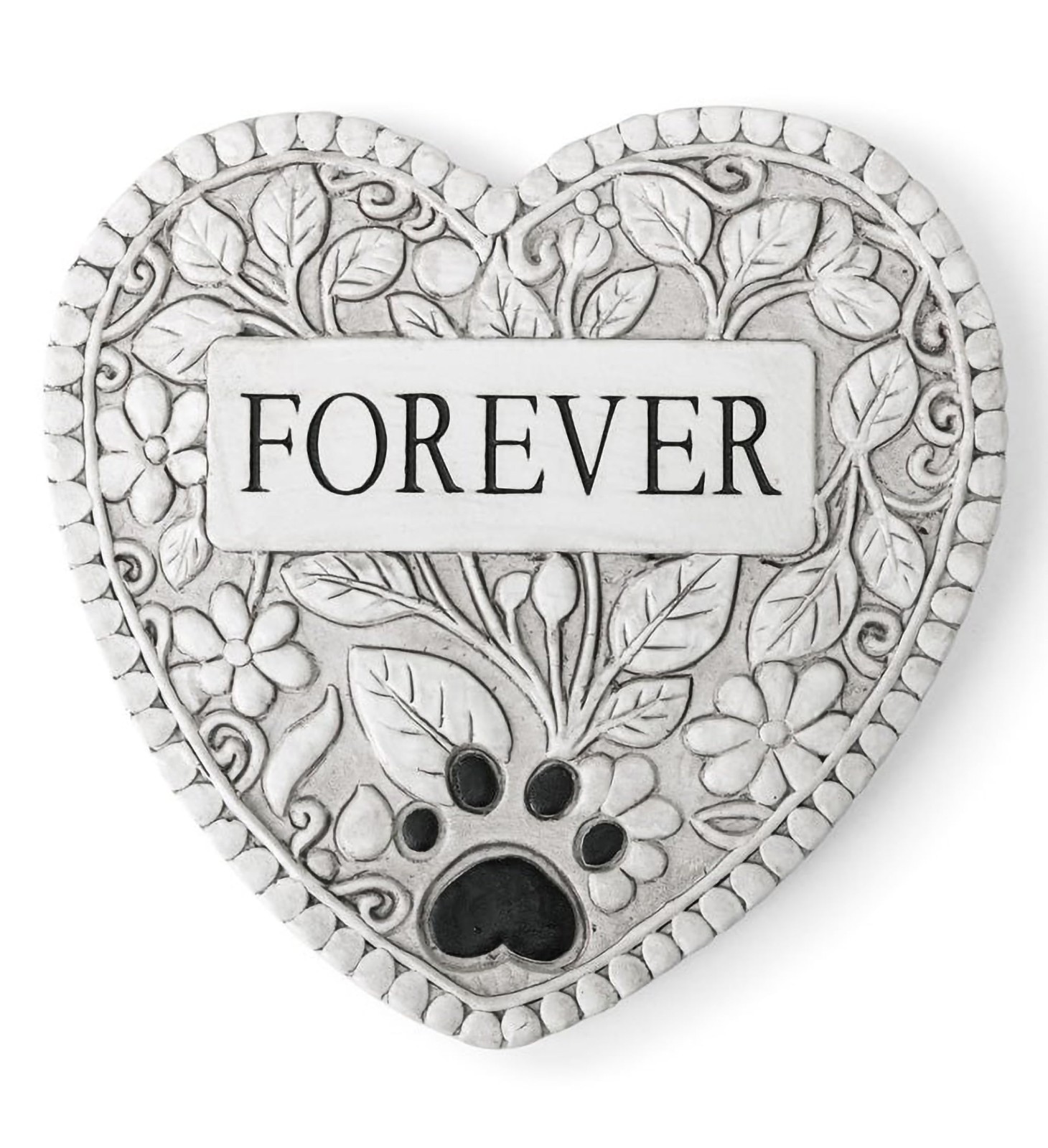 Pet Memorial Heart Stepping Stone – 10″ Cement Garden Tribute with Paw Print Des