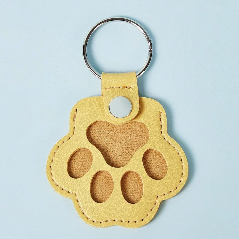 Pets Hair Memorial Keepsake Keychain PU Leather Dog Cat Storage Pouch Bag Charm