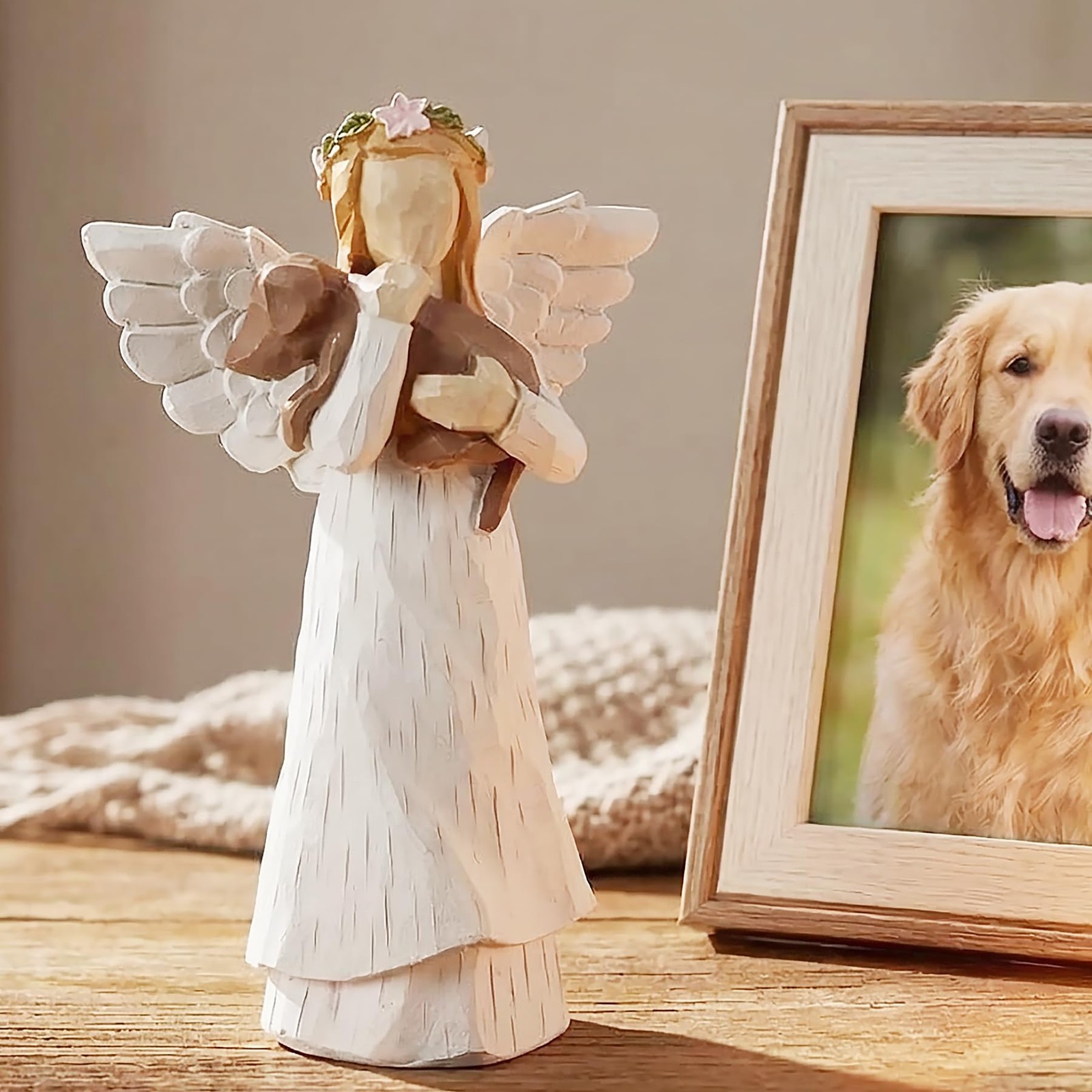 Angel of Friendship Dog Memorial Figurine with Rainbow Bridge Bracelet, 4.9 H…