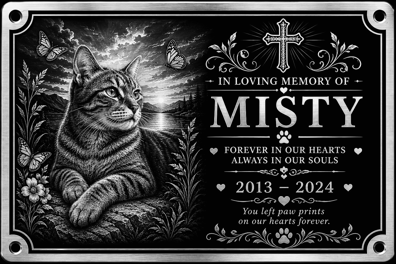Personalised Pet Memorial Plaque Custom Photo Engraved Aluminium Dog Cat Horse