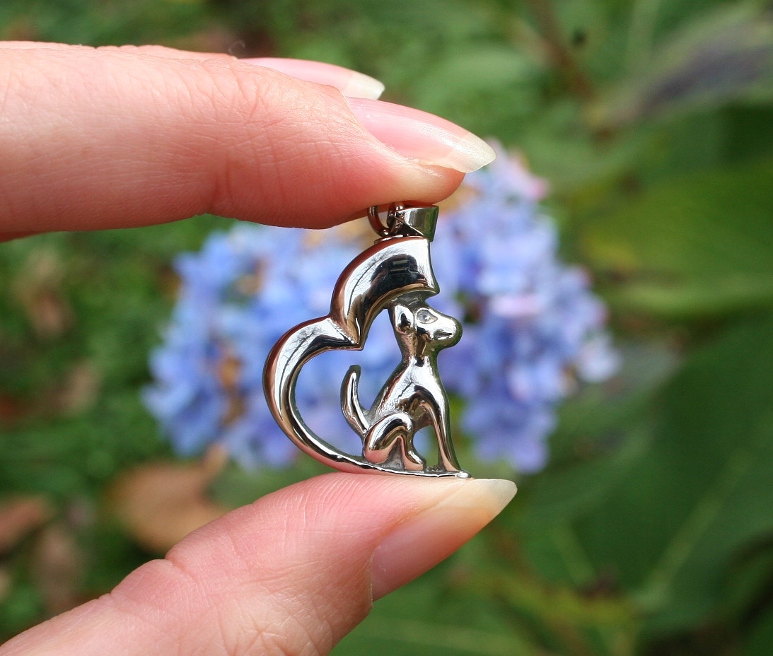 Dog Cremation Necklace Jewelry Pendant Urn Ashes Forever in My Heart Puppy Angel