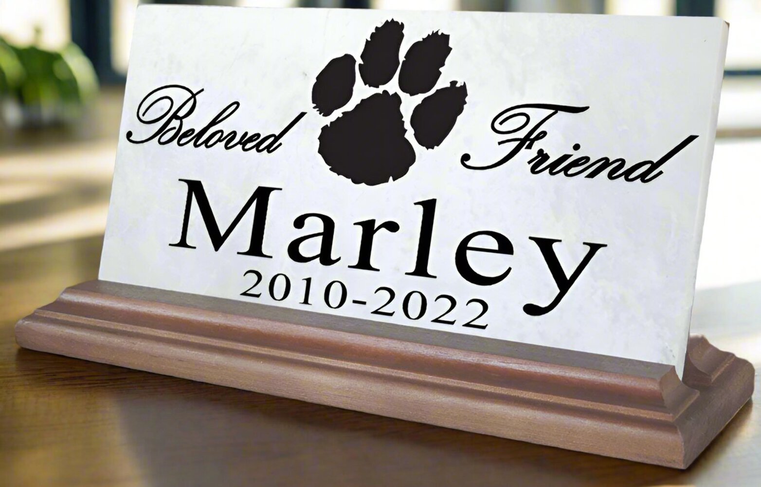 Dog Memorial Plaque Keepsake Sign for Shelf Or Mantel Personalized Pet Name & Da