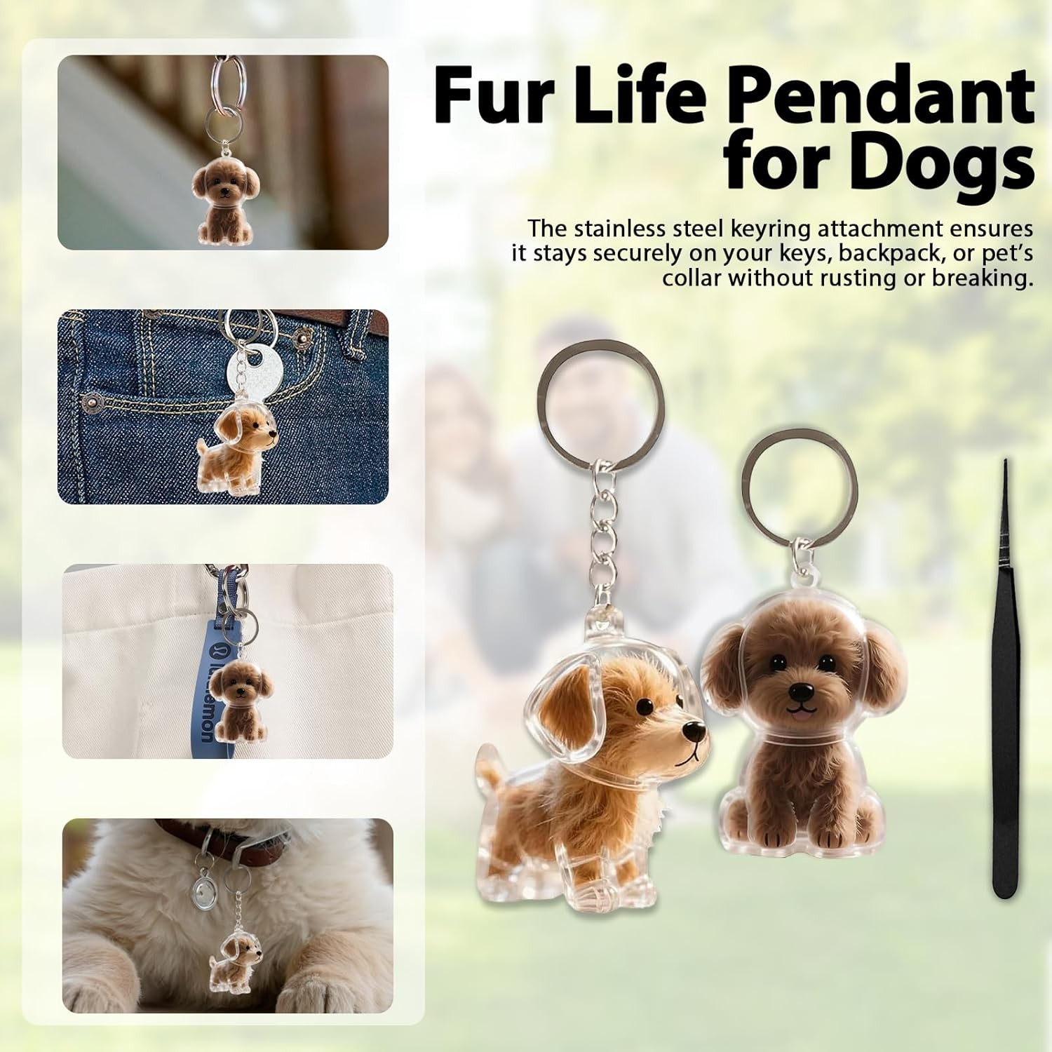 Dog Hair Memorial Keychain Pet Keepsake Storage Box 2 Pack Gift for Loss
