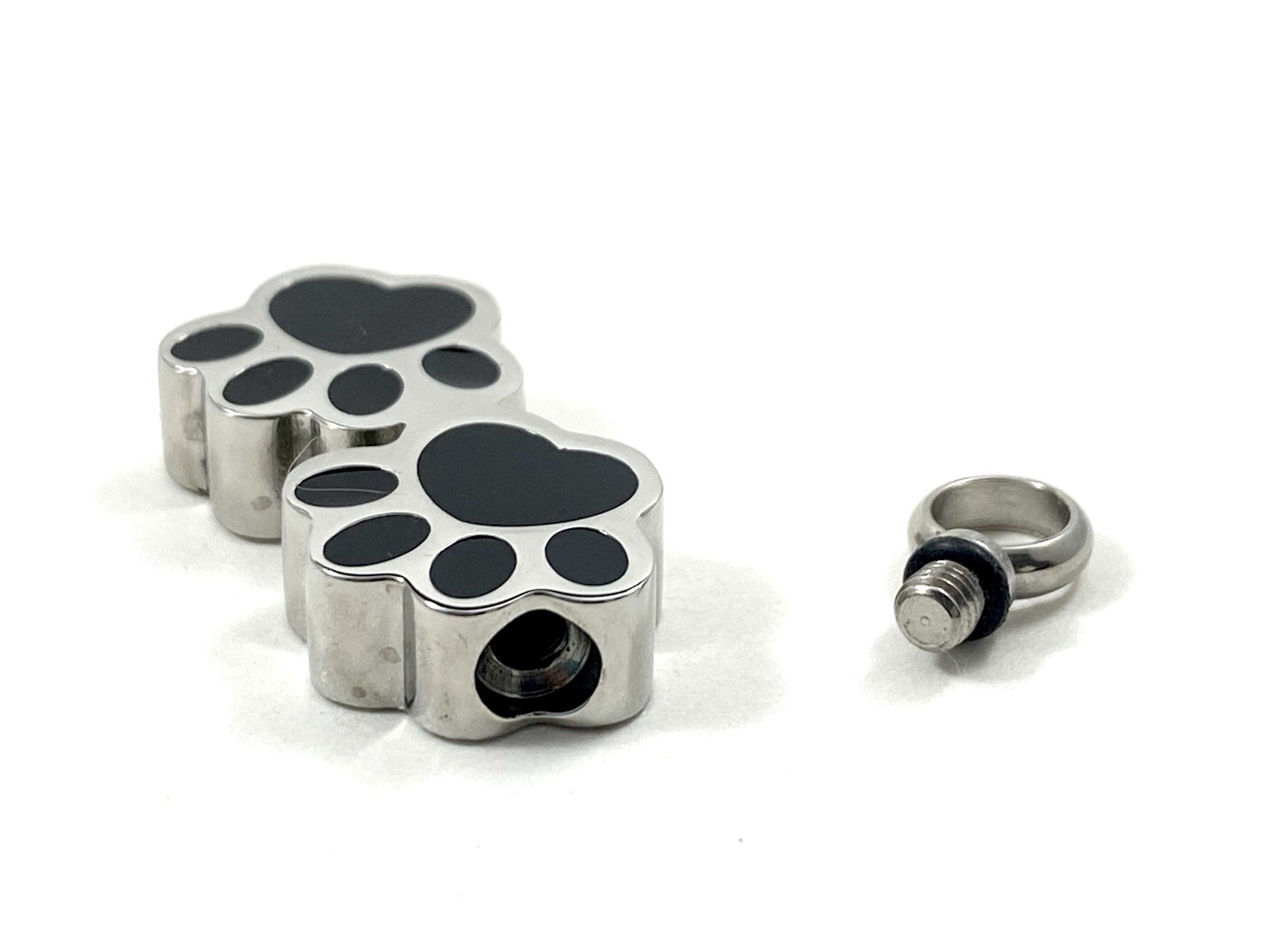 Pet Cremation Pendant Urn Keychain 1″ Key Ring for Ashes Paw Prints Dog Cat Paws