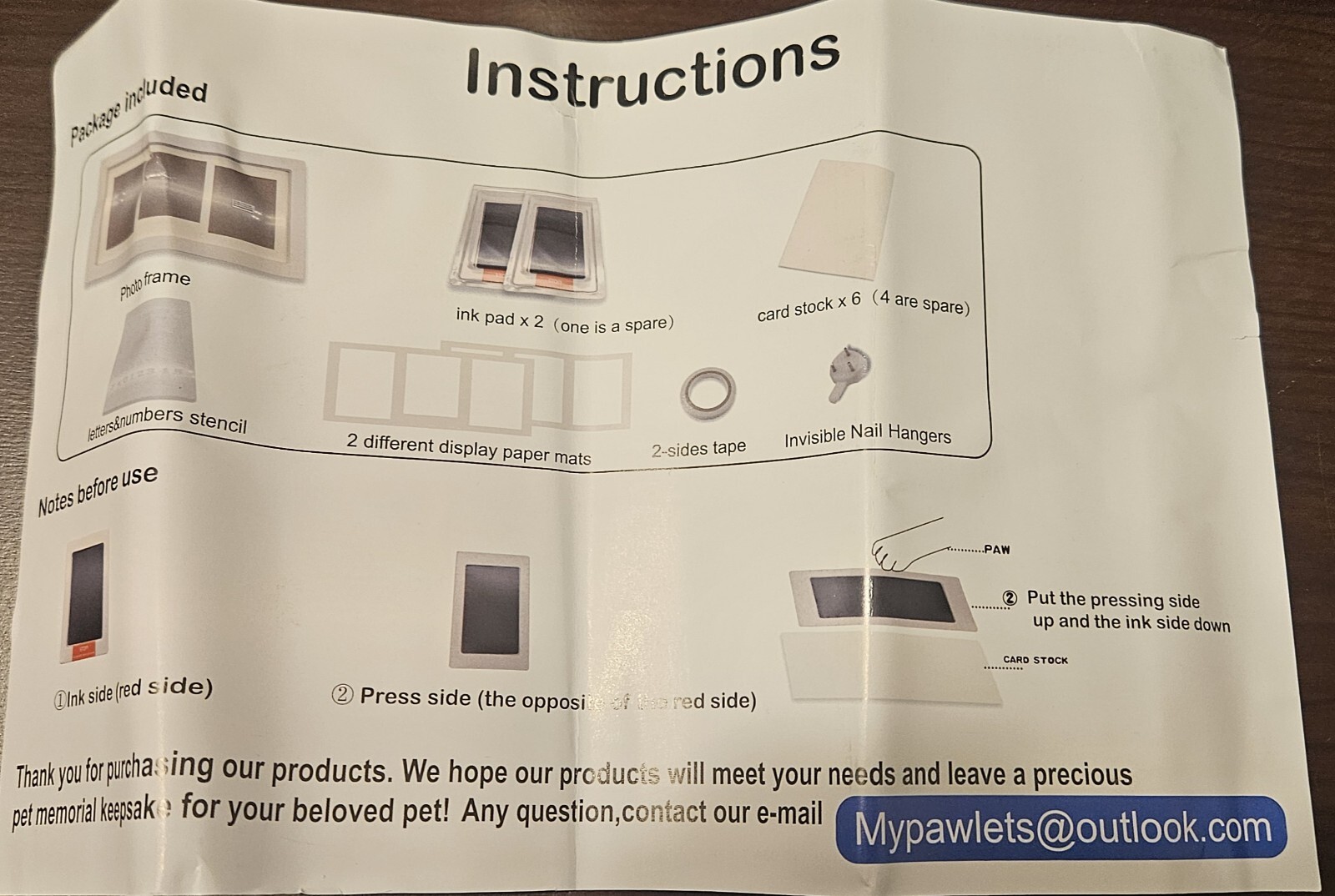 Paw Print Frame & Ink Pads Kit,Dog or Cat Paw Print Kit,2 No Mess Ink Pads fo…
