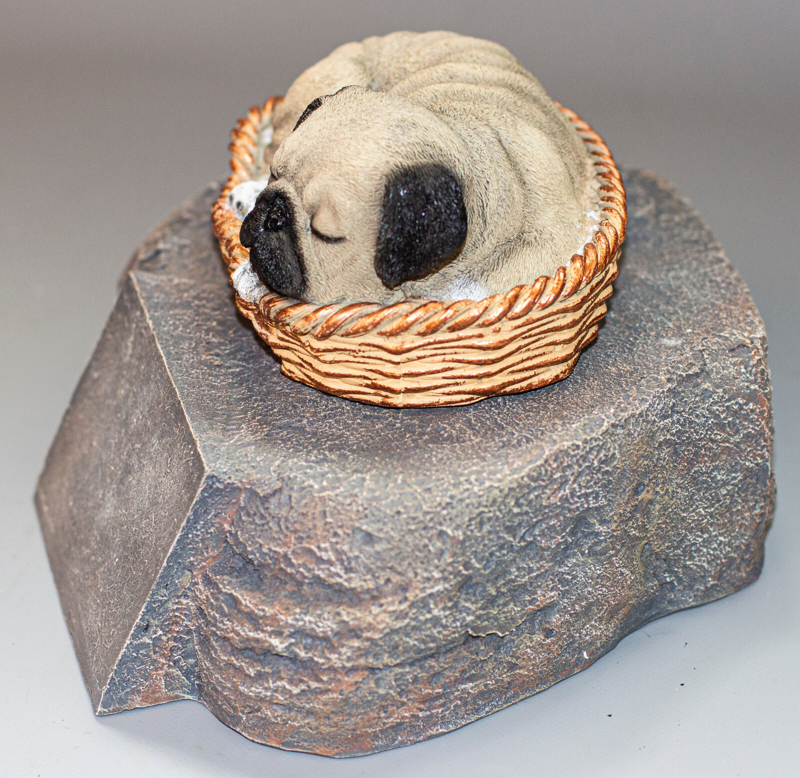 Pug Cremation Urn Sleeping Dog Memorial Headstone Plaque Unique Grave Marker Pet