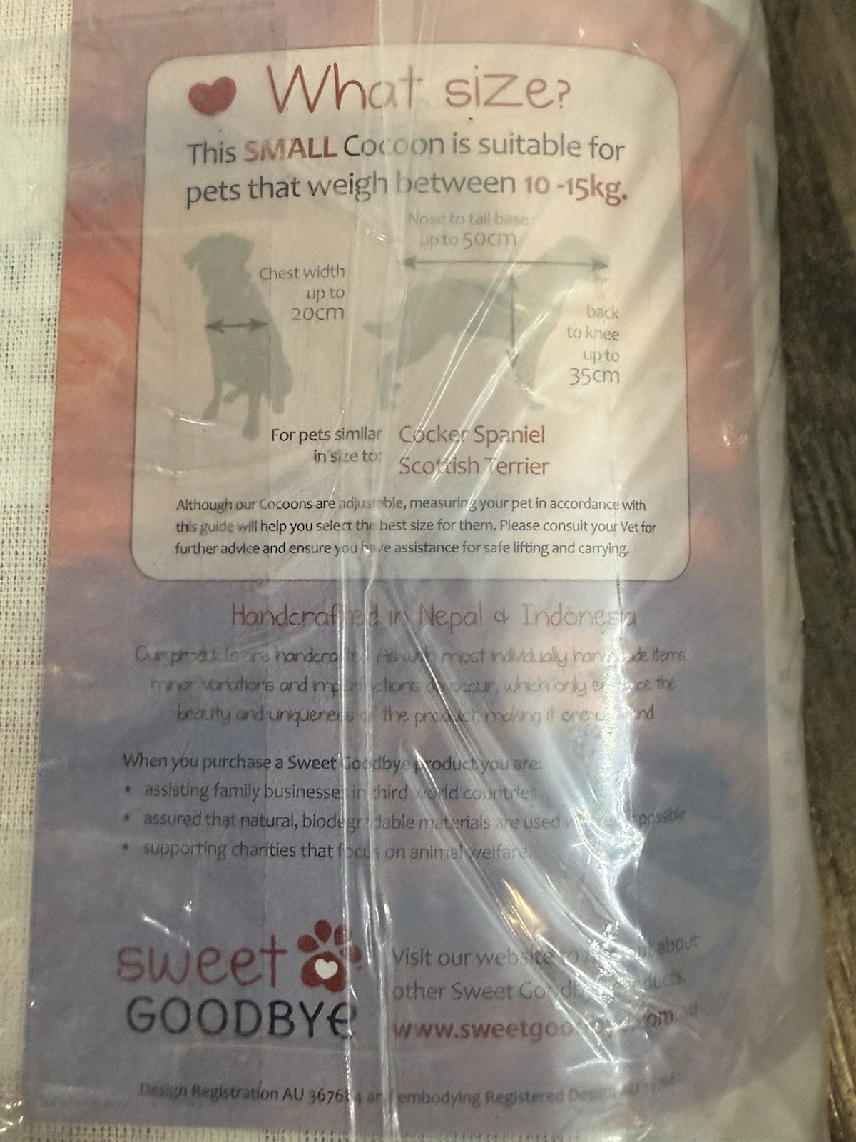 Sweet Goodbye Cocoon for Pet Burial & Cremation Premium Wool Natural Color Small