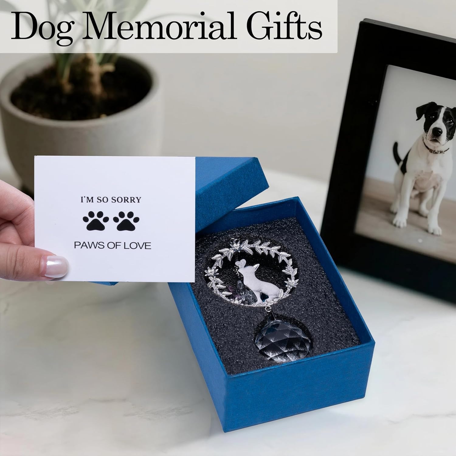 Pet Memorial Suncatcher – 3D Wreath & Crystal Prism, With Card and Gift Box